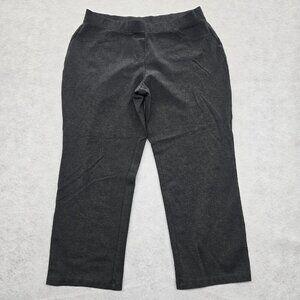 Susan Graver Cropped Ankle Pull On Pants Sz Petite Large PL Stretch Comfort Gray